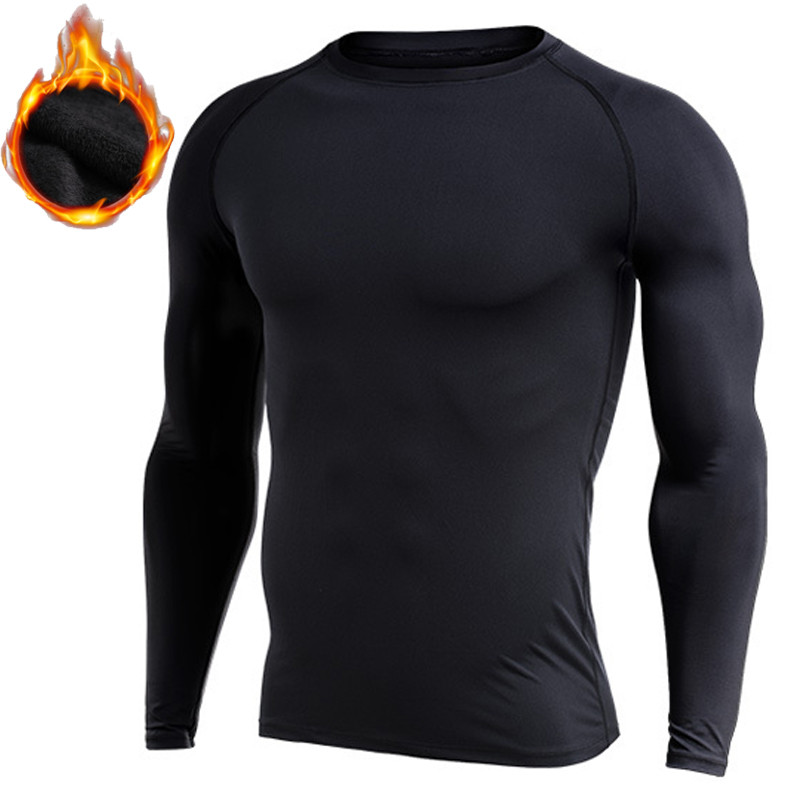 Meeste fliisist spordi T-särgid Compression Fitness kampsun cross-fit Jersey jooksu Topid sooja hoidvad Rashgardi spordisärgid talveks