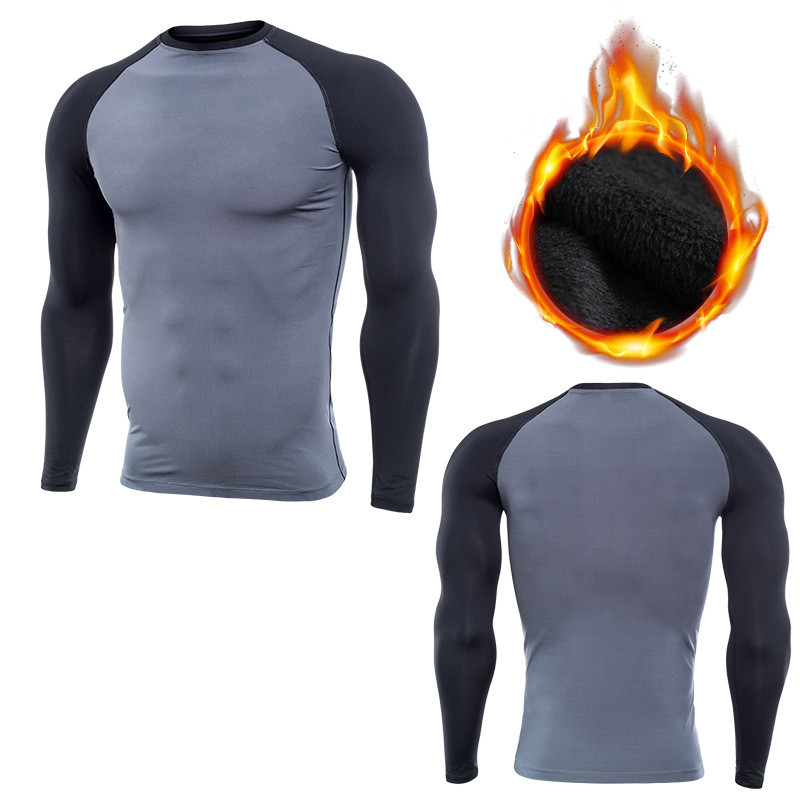 Meeste fliisist spordi T-särgid Compression Fitness kampsun cross-fit Jersey jooksu Topid sooja hoidvad Rashgardi spordisärgid talveks