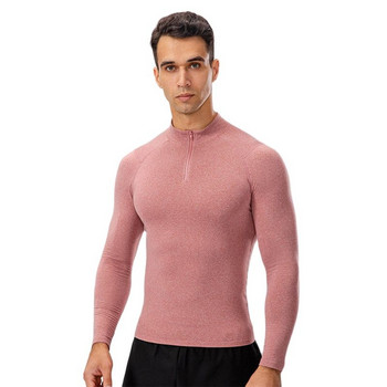 Есенно зимно мъжко спортно бягане с дълъг ръкав Тренировка Кадифено фитнес облекло Бързосъхнещо спортно облекло за фитнес тренировка Пуловер