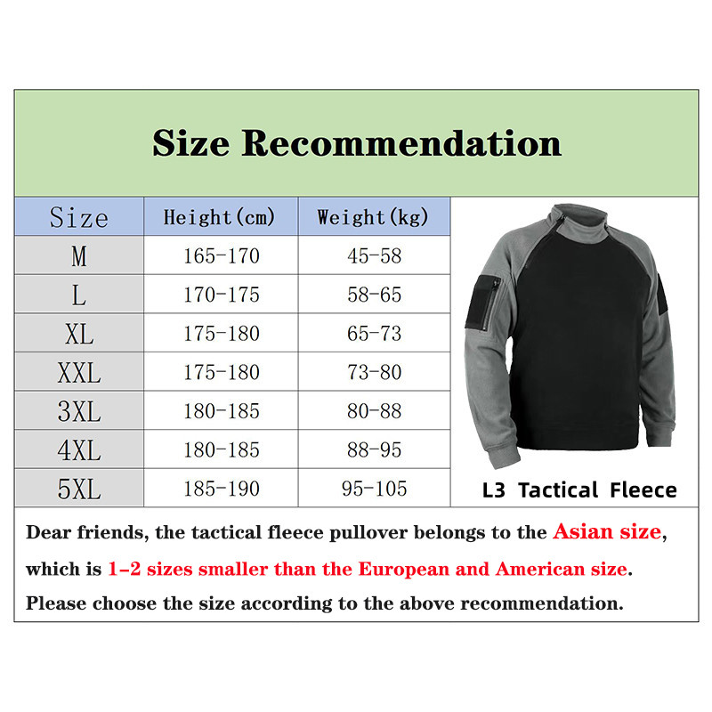 Új L3 kültéri taktikai gyapjú pulóver amerikai férfi SWAT melegvarrással, katonai karszalaggal, szélálló gallérral, meleg harci dzsekivel