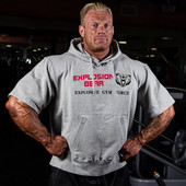 Férfi Tornaterem Sport Pamut pulóverek Fitnesz Testépítés Pulóver dzsekik Férfi Cipzáras zsebek Rövid ujjú edzés edzés pulóver