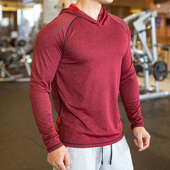 2022 Мъжки качулки с дълъг ръкав Мъжки тениски Спортна риза за тренировки по бягане Мъжки дрехи Бързосъхнещи дишащи