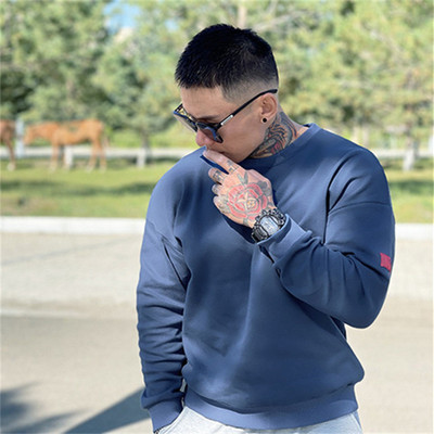 Rudens žiemos laisvi megztiniai Vyriški sporto salės Fitnesas Kultūrizmas Bėgiotojai Sportinė apranga Mada Treniruotės Medvilniniai megztiniai Vyriški megztiniai