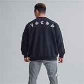 Φούτερ προπόνησης 2022 New Men Oversized Φθινοπωρινό χειμερινό γυμναστήριο πουλόβερ γυμναστικής με λαιμόκοψη O-neck Πουκάμισα για εξωτερική προπόνηση Ανδρικά αθλητικά κουκούλα