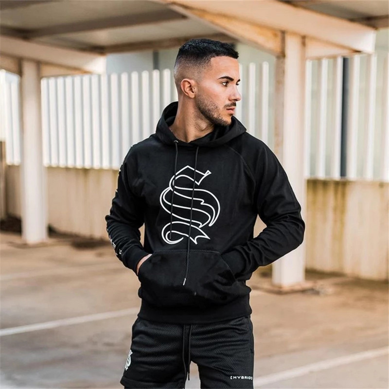 Įprasti ploni gobtuvai Kultūrizmo megztiniai Vyrai Sporto salės Fitnesas Medvilninė striukė su gobtuvu Viršutiniai drabužiai Vyriški sportiniai drabužiai Viršutiniai drabužiai Rudens drabužiai