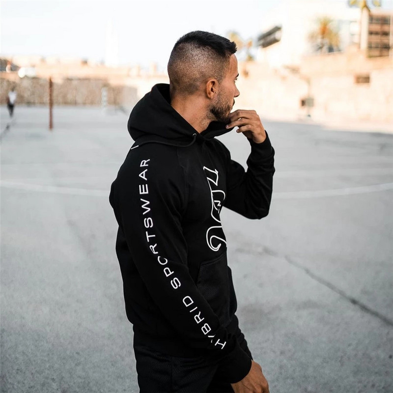 Įprasti ploni gobtuvai Kultūrizmo megztiniai Vyrai Sporto salės Fitnesas Medvilninė striukė su gobtuvu Viršutiniai drabužiai Vyriški sportiniai drabužiai Viršutiniai drabužiai Rudens drabužiai