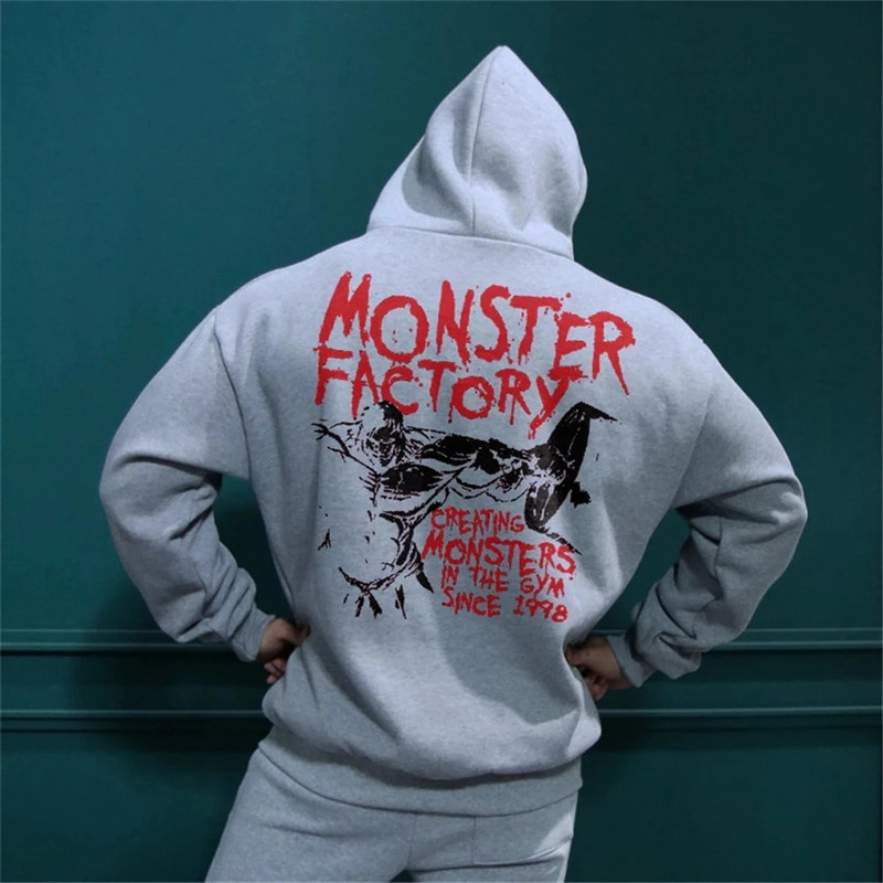 Vyriški Fitneso madingi gobtuvai Megztiniai Vyriški rudens medvilniniai gobtuvai Mada Laisvalaikio striukė su gobtuvu Vyriškas bėgimo treniruoklis Sportinė apranga Viršutiniai