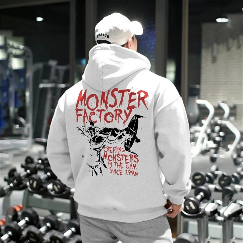 Vyriški Fitneso madingi gobtuvai Megztiniai Vyriški rudens medvilniniai gobtuvai Mada Laisvalaikio striukė su gobtuvu Vyriškas bėgimo treniruoklis Sportinė apranga Viršutiniai