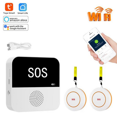 Bătrâni Comutator de urgență cu buton de panică Aplicația Tuya Smart Life Tuya Wifi Buton Sos Senzor Alarma pentru bătrâni Sistem de alertă SOS