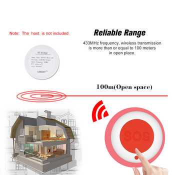 eWeLink Безжичен бутон за дистанционно повикване SOS/Спешен бутон 433MHz Caregiver Пейджър Домашна сигурна алармена система за пациенти в напреднала възраст