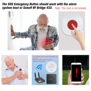eWeLink Ασύρματο Κουμπί Τηλεφωνικής Κλήσης SOS/Κουμπί έκτακτης ανάγκης 433MHz Caregiver Pager Home Ασφαλές σύστημα συναγερμού για ασθενείς ηλικιωμένους