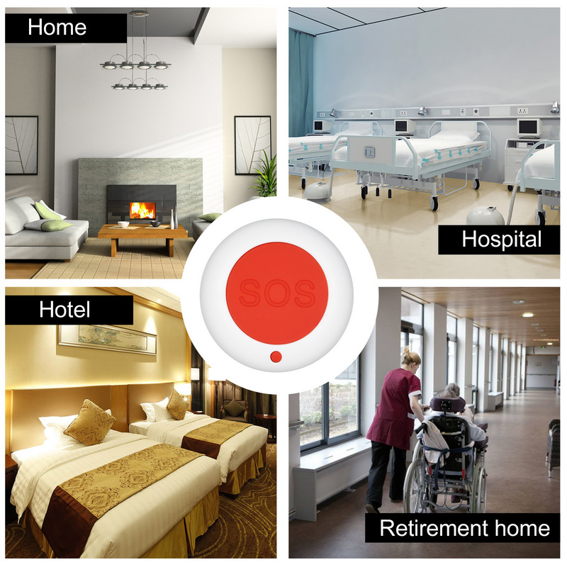 eWeLink vezeték nélküli távhívó gomb SOS/Segélyhívó gomb 433MHz gondozói személyhívó otthoni biztonságos riasztórendszer idős betegek számára