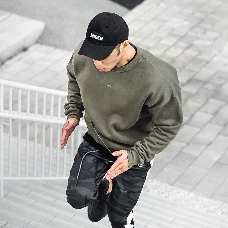 Hoodies Vīriešu Vienkrāsains Vīriešu pulovers Apaļa kakla Svīteri Ikdienas Hip Hop Harajuku Fleece Slim Sportwear Vīriešu zīmolu apģērbi