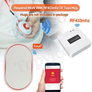 Topvico SOS Спешен паник бутон за възрастни хора Необходим е работа с Tuya Smart Life или Rf433 mhz прегръдки за система за домашна сигурност
