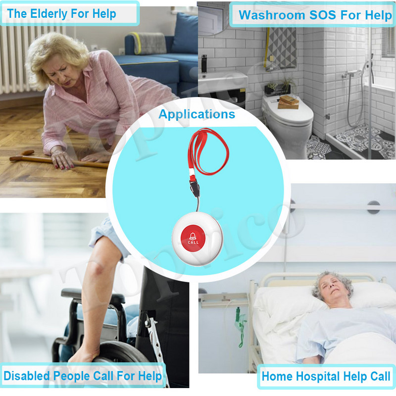 Nepieciešama Topvico SOS avārijas vecāka gadagājuma cilvēku panikas poga darbam ar Tuya Smart Life vai Rf433 mhz apskāvieniem mājas drošības sistēmai