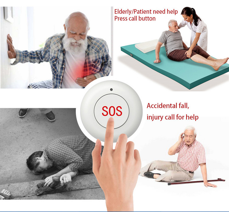 Belaidžio SOS mygtuko avarinis mygtukas pagalbai Gsm signalizacijos sistemos SOS mygtukas avarinei situacijai