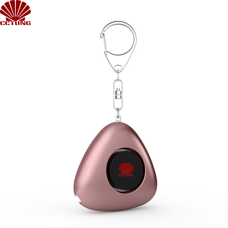 120 db personīgais drošas skaņas trauksmes trīsstūra atslēgu piekariņš ar LED gaismu un drošības svilpi, lai nodrošinātu jaudīgu īpašuma drošību