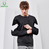 Vansydical Őszi Téli Fitnesz Futás Sport Felső Férfi Pamut Sliced Hosszú ujjú Pulóverek Elasztikus Edzés Pulóver