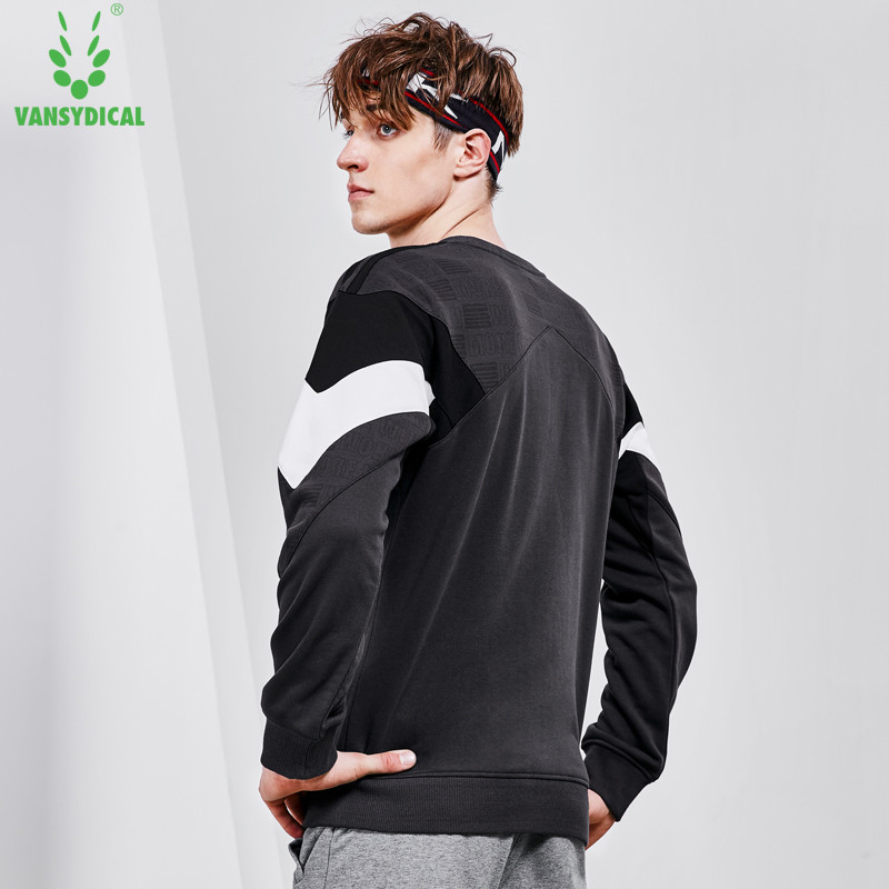 Vansydical Őszi Téli Fitnesz Futás Sport Felső Férfi Pamut Sliced Hosszú ujjú Pulóverek Elasztikus Edzés Pulóver