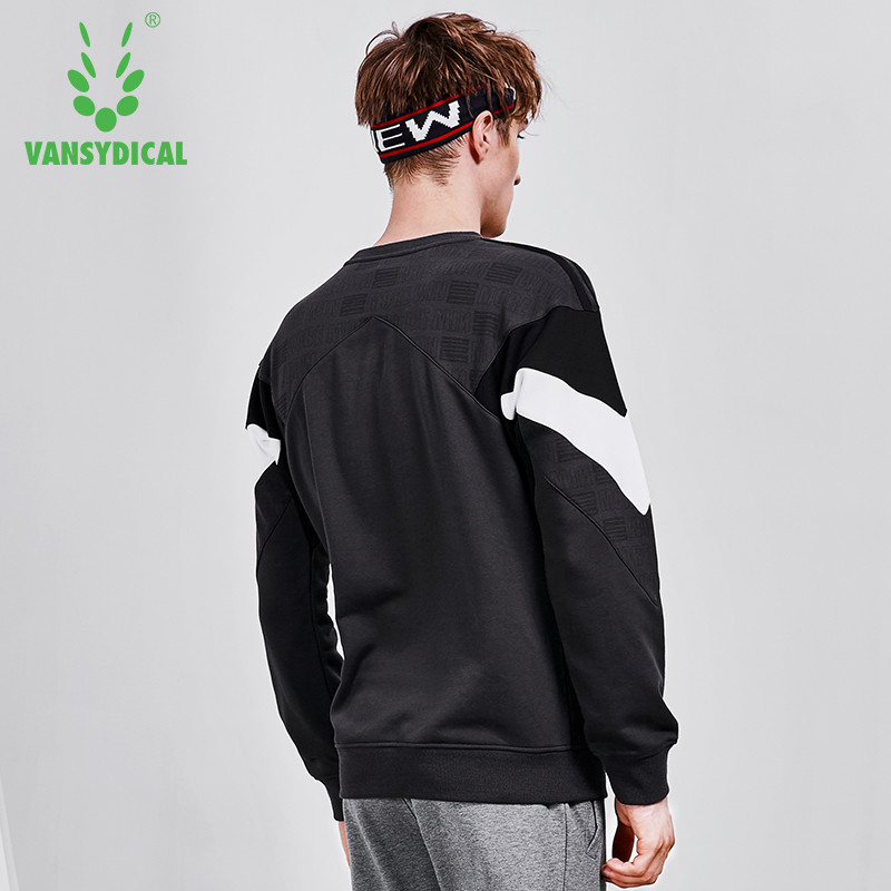 Vansydical Őszi Téli Fitnesz Futás Sport Felső Férfi Pamut Sliced Hosszú ujjú Pulóverek Elasztikus Edzés Pulóver