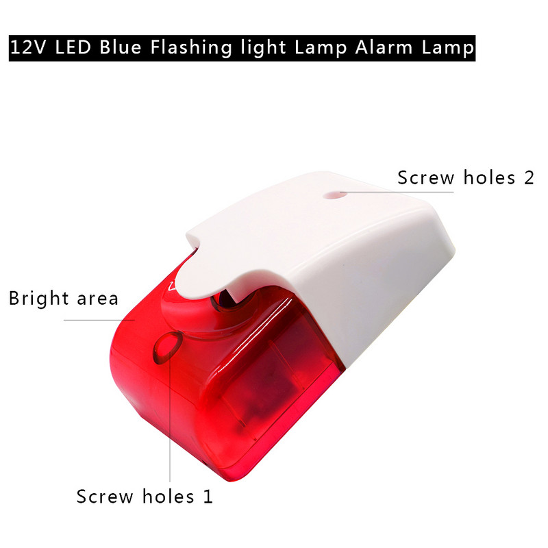 Mini juhtmega siseruumides olev strobe-sireen siseruumides punane sinine välk sireen Sireen juhtmega sireen sobib koduse vargusvastase häiresüsteemi jaoks