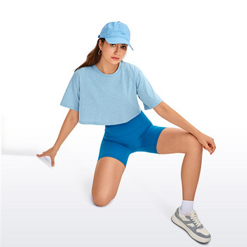 CRZ YOGA Дамски памучни тренировъчни топове Pima с къс ръкав Тениски за бягане Ежедневни спортни тениски