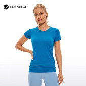 CRZ YOGA bezšuvju treniņu krekli sievietēm ar īsām piedurknēm sporta krekli Ātri nožūst, elpojoši vingrošanas sporta topi