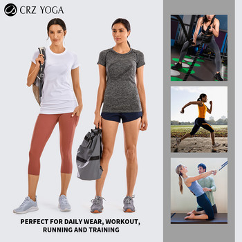 CRZ YOGA Безшевни тренировъчни тениски за жени Спортни тениски с къс ръкав Бързосъхнещи дишащи спортни блузи за фитнес зала