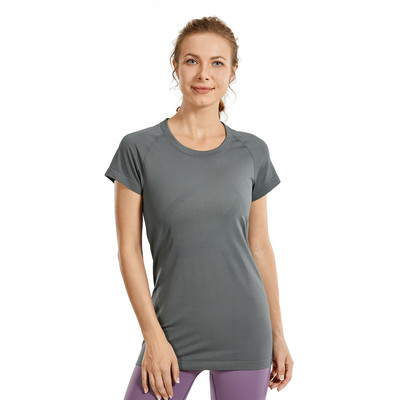 CRZ YOGA bezšuvju treniņu krekli sievietēm ar īsām piedurknēm sporta krekli Ātri nožūst, elpojoši vingrošanas sporta topi