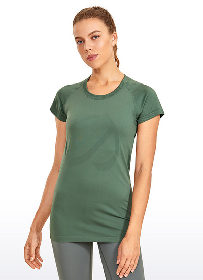 CRZ YOGA bezšuvju treniņu krekli sievietēm ar īsām piedurknēm sporta krekli Ātri nožūst, elpojoši vingrošanas sporta topi