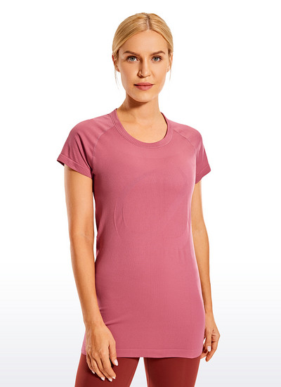 CRZ YOGA bezšuvju treniņu krekli sievietēm ar īsām piedurknēm sporta krekli Ātri nožūst, elpojoši vingrošanas sporta topi