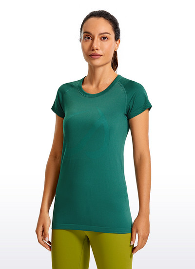 CRZ YOGA bezšuvju treniņu krekli sievietēm ar īsām piedurknēm sporta krekli Ātri nožūst, elpojoši vingrošanas sporta topi