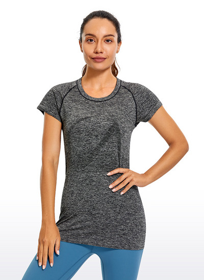 CRZ YOGA bezšuvju treniņu krekli sievietēm ar īsām piedurknēm sporta krekli Ātri nožūst, elpojoši vingrošanas sporta topi