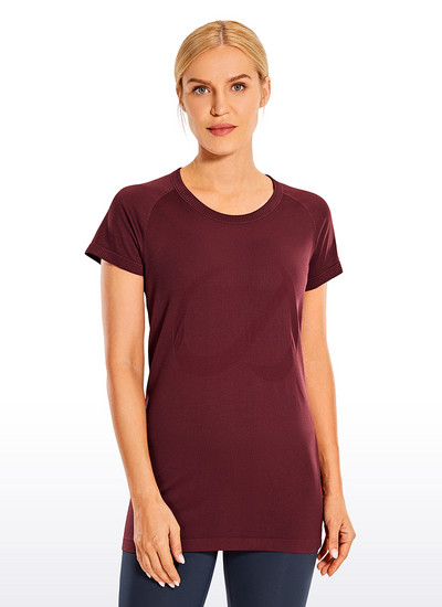 CRZ YOGA bezšuvju treniņu krekli sievietēm ar īsām piedurknēm sporta krekli Ātri nožūst, elpojoši vingrošanas sporta topi