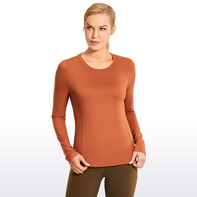 CRZ YOGA Sieviešu treniņu krekli ar garām piedurknēm Ātri žūstoši skriešanas apģērbi Tīkla mugura Atlētiski jogas topi brīvi pieguļoši