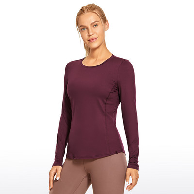 CRZ YOGA Sieviešu treniņu krekli ar garām piedurknēm Ātri žūstoši skriešanas apģērbi Tīkla mugura Atlētiski jogas topi brīvi pieguļoši