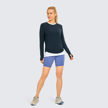 SYROKAN Modal μακρυμάνικο πουκάμισο προπόνησης για γυναίκες Loose αθλητικό πουκάμισο Yoga Sports casual μπλουζάκι με αντίχειρα