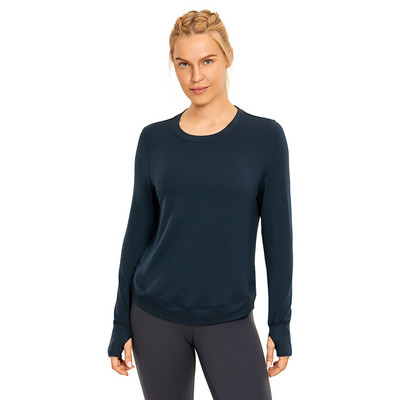 SYROKAN Modal sieviešu treniņu krekli ar garām piedurknēm brīvi sporta krekli jogas sporta ikdienas tops ar īkšķa caurumu