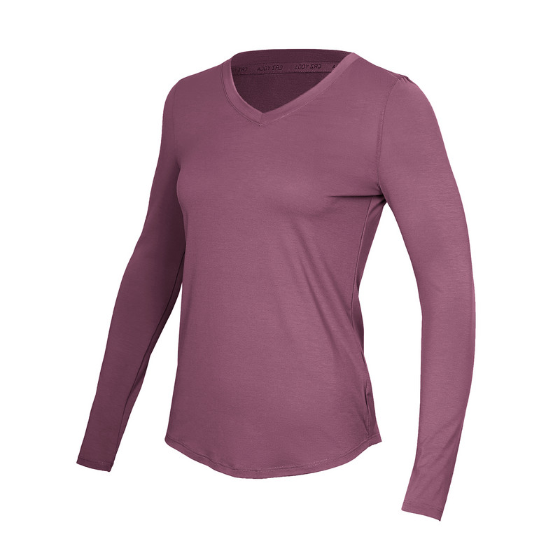 CRZ YOGA sieviešu viegls, ātri žūstošs sporta krekls ar V veida kakla izgriezumu garām piedurknēm.