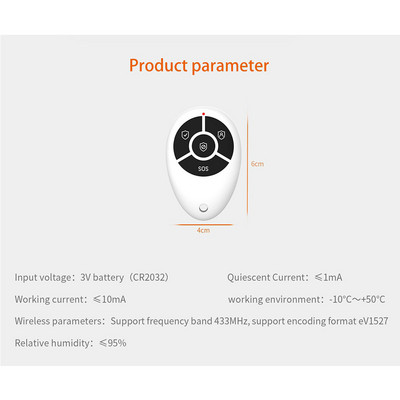 Staniot 4 gumba Protuprovalni pametni bežični daljinski upravljač 433Mhz za kućni protuprovalni alarmni sustav Podrška WIFI GSM 4G/2G