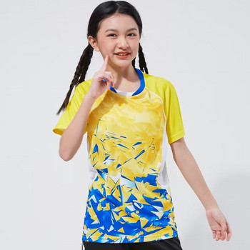 Детска дамска тениска с принт Бързосъхнеща тениска за лятно свободно време Дрехи за пинг-понг Детска женска униформа за тенис на бадминтон Тениски