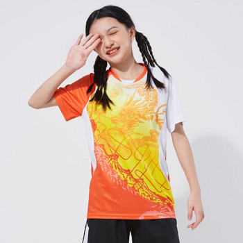Παιδικά γυναικεία μπλουζάκια επιτραπέζιας αντισφαίρισης τυπωμένων υλών Quick Dry Summer Leisure Ρούχα πινγκ πονγκ Παιδικά Γυναικεία μπλουζάκια μπάντμιντον για τένις