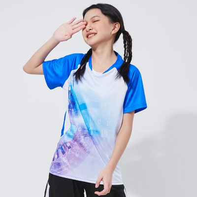 Gyerekek Női Nyomtatott Asztalitenisz póló Gyorsszárítás Nyári Szabadidő Pingpong Ruhák Gyerek Női Tenisz Tollaslabda Egyenruha pólók