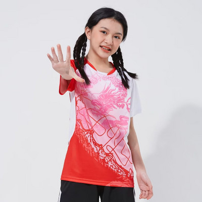 Gyerekek Női Nyomtatott Asztalitenisz póló Gyorsszárítás Nyári Szabadidő Pingpong Ruhák Gyerek Női Tenisz Tollaslabda Egyenruha pólók