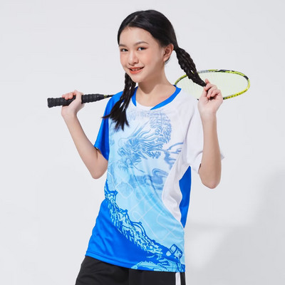 Gyerekek Női Nyomtatott Asztalitenisz póló Gyorsszárítás Nyári Szabadidő Pingpong Ruhák Gyerek Női Tenisz Tollaslabda Egyenruha pólók