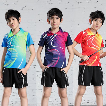 Νέο παιδικό μπλουζάκι πινγκ πονγκ, αθλητικό μπλουζάκι πόλο, αναπνεύσιμο μπάντμιντον για αγόρια Γυμναστήριο Γρήγορου Στεγνού Τρεξίματος Τζέρσεϊ Αθλητικά ρούχα