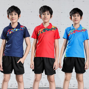 Нова детска тениска за тенис на маса, спортно поло, дишаща тениска за бадминтон за момчета, бързосъхнеща екипна фланелка за бягане, спортно облекло