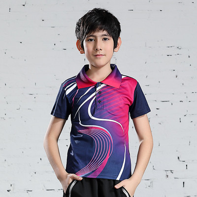 Jauns bērnu galda teniss sporta polo T krekls elpojošs badmintons zēniem Quick Dry Running Gym Team Jersey Sporta apģērbs Apģērbs