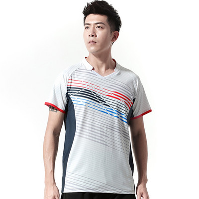 Jauni sieviešu ātri žūstoši elpojoši, viegli galda tenisa sporta tērpi vīriešiem ar īsām piedurknēm galda tenisa treniņu tērpi -40