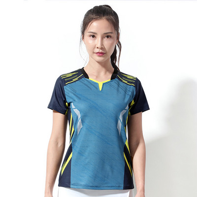 Jauni sieviešu ātri žūstoši elpojoši, viegli galda tenisa sporta tērpi vīriešiem ar īsām piedurknēm galda tenisa treniņu tērpi -40